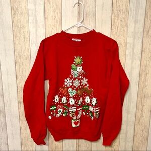 Vintage 80s/90s Ugly Christmas Crewneck w/ CATS